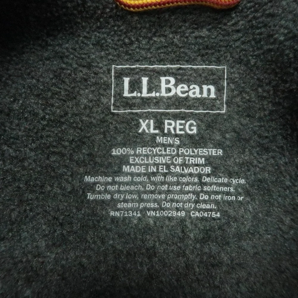 LL Bean Vest Men Extra Large Gray Mountain‎ Classic Fleece Full Zip Pockets XL